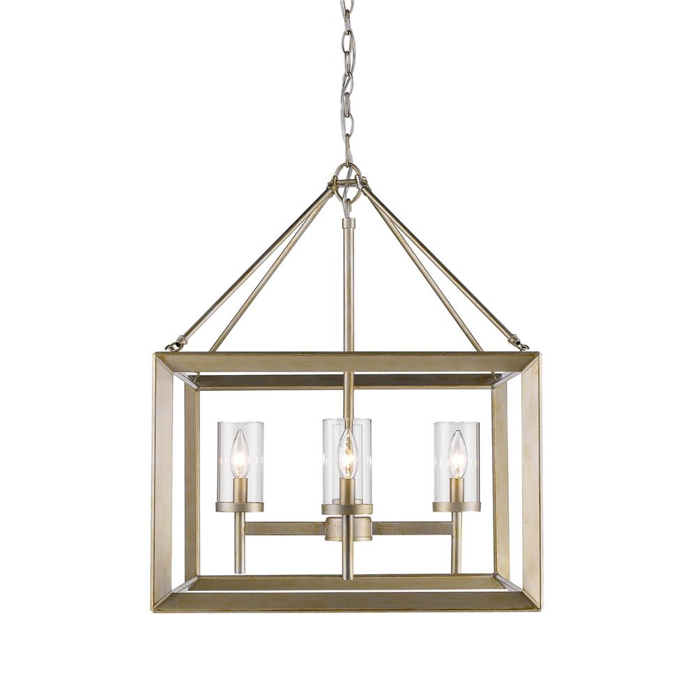 Golden Lighting 2073-4 WG-CLR Smyth WG Mini Chandelier in the White Gold finish with Clear Glass